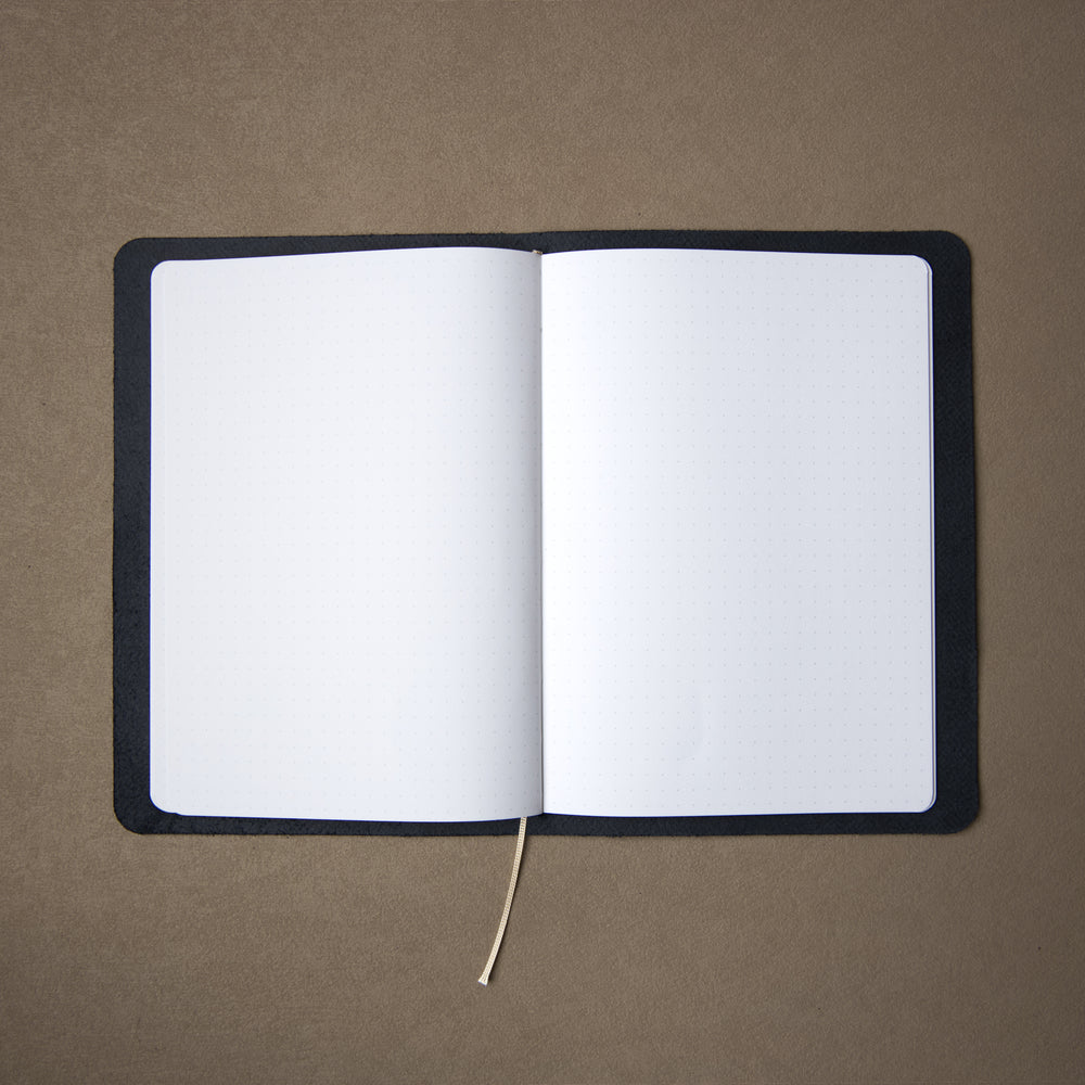 Dot Grid (5 mm) page, in the leather cover