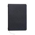 A top-down view of the closed Pensift Notebook, highlighting the fine cross-hatched grain of the black Italian Epsom leather and its completely unbranded exterior.